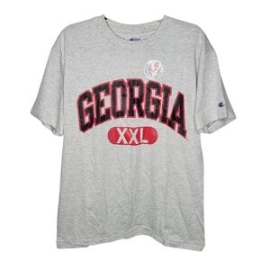 Vintage 90s Georgia Spellout Graphic T-Shirt in Grey Red Black Size Medium